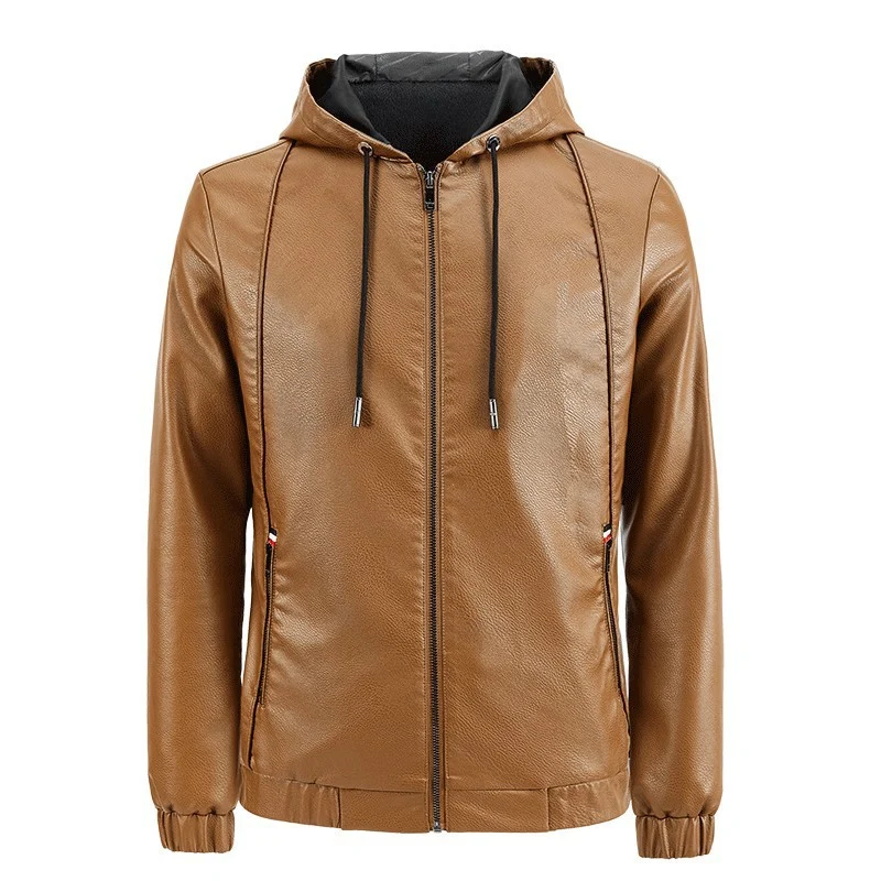 Herren Kunstleder-Kapuzenblouson mit Thermofutter und reduziertem Pilotencut Drune