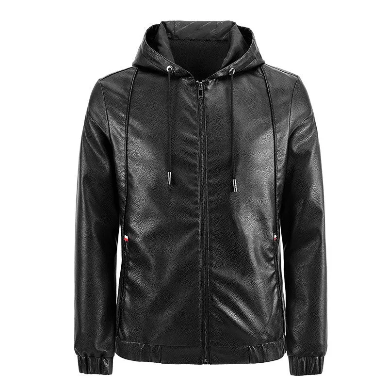 Herren Kunstleder-Kapuzenblouson mit Thermofutter und reduziertem Pilotencut Drune
