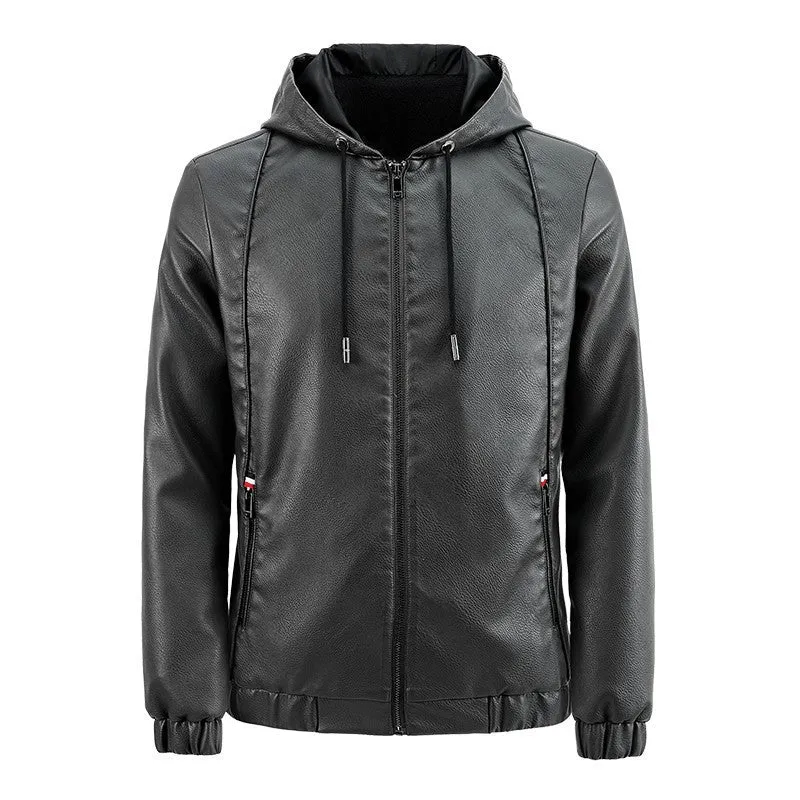 Herren Kunstleder-Kapuzenblouson mit Thermofutter und reduziertem Pilotencut Drune