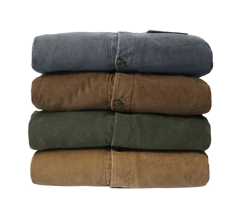 Herren Kordjacke im Truckerstil mit kuscheliger Sherpa‑Innenlage und Vintage‑Knöpfen Drune