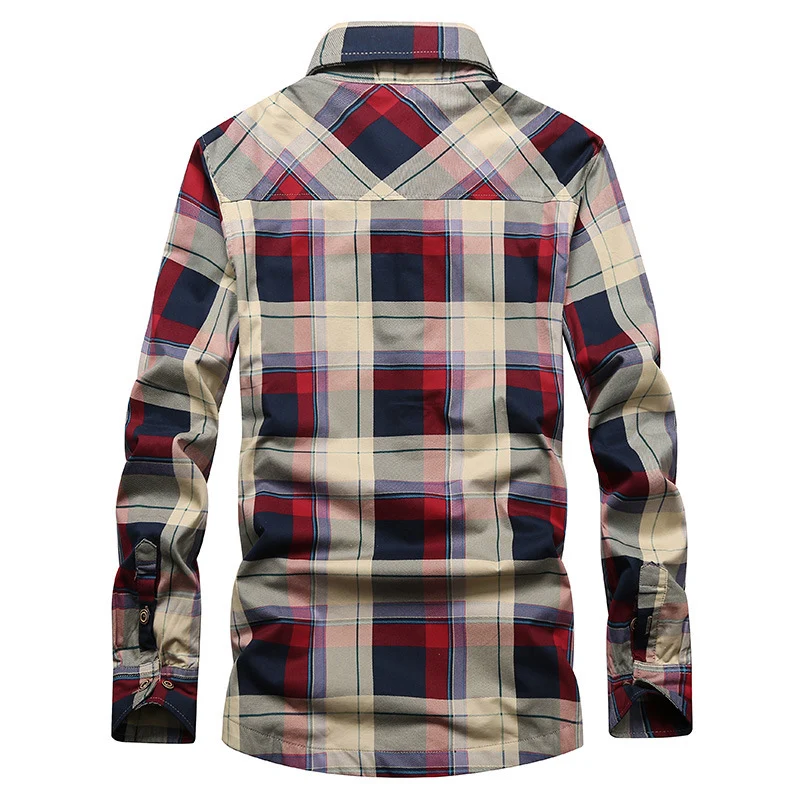 Herren Kariertes Thermo-Hemdjacke mit Teddyfleece-Innenfutter und Brustpattentaschen Drune
