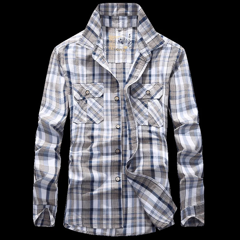 Herren Karierte Hemdjacke im Worker‑Style mit Brustpattentaschen Drune