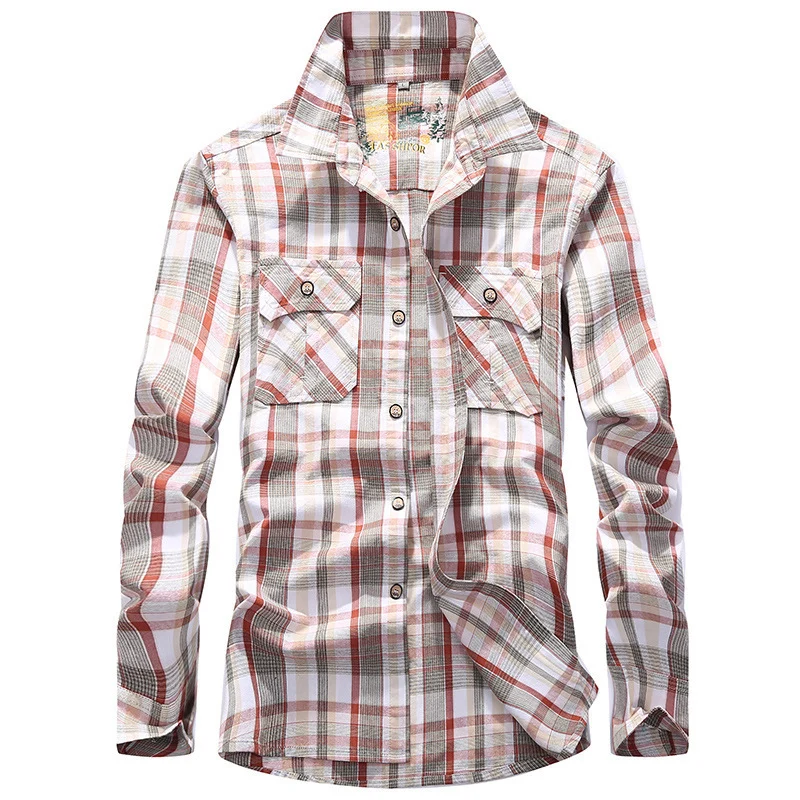 Herren Karierte Hemdjacke im Worker‑Style mit Brustpattentaschen Drune