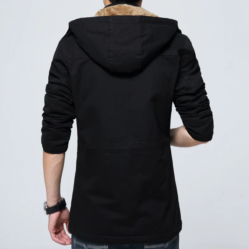 Herren Kapuzenparka mit Teddyfutter, Utility-Taschen und Kordzug Drune