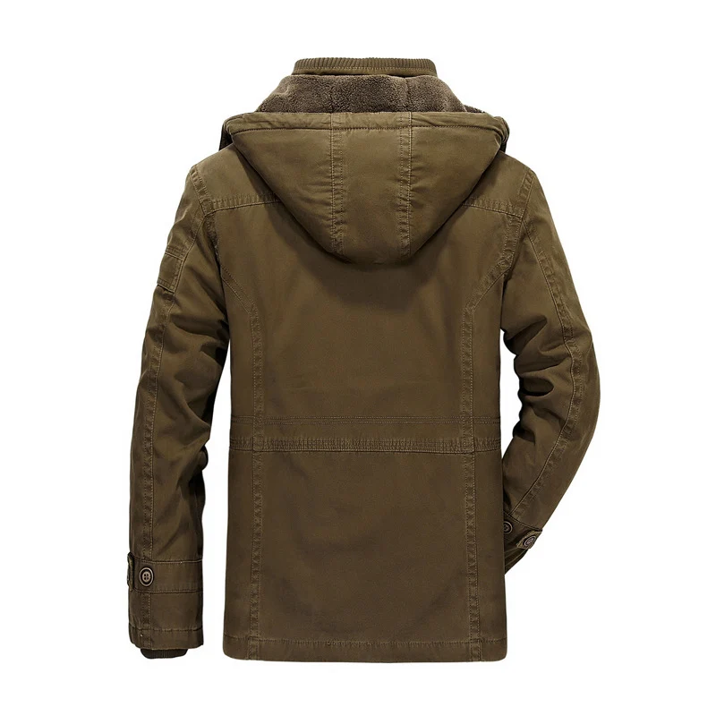 Herren Kapuzenparka mit Teddyfutter und multifunktionalen Utility‑Taschen Drune