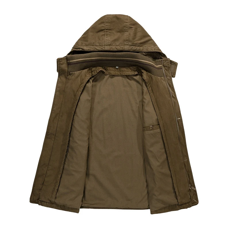 Herren Kapuzenparka mit Teddyfutter und multifunktionalen Utility‑Taschen Drune