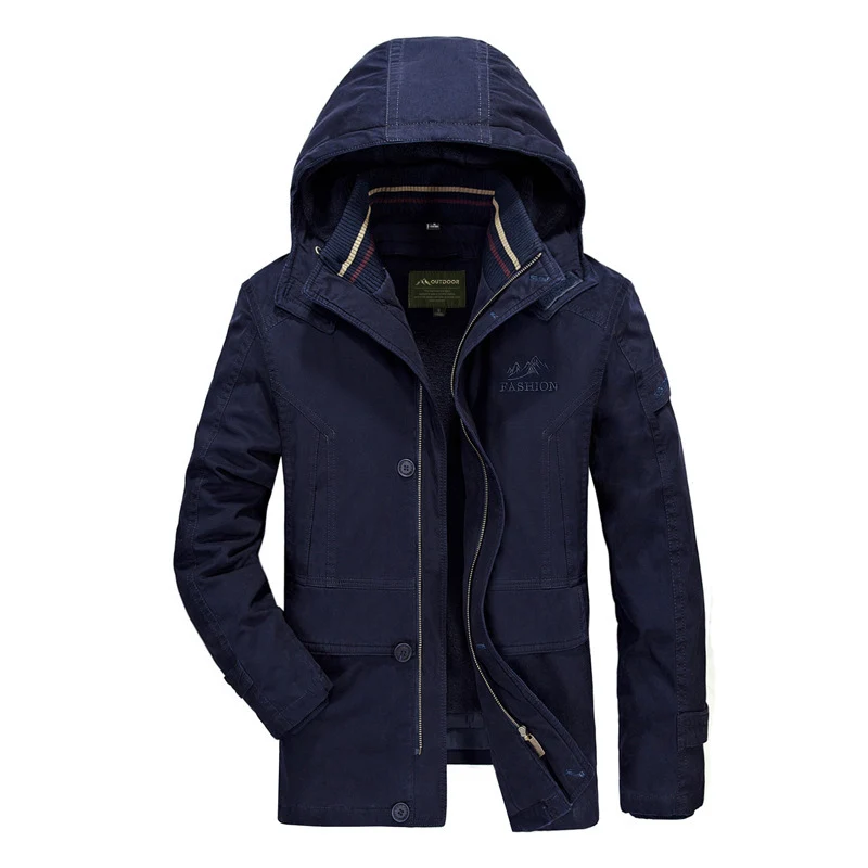 Herren Kapuzenparka mit Teddyfutter und multifunktionalen Utility‑Taschen Drune