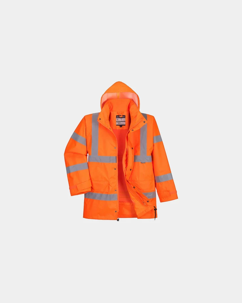 Parka Warnschutz wasserdicht orange zum Personalisieren