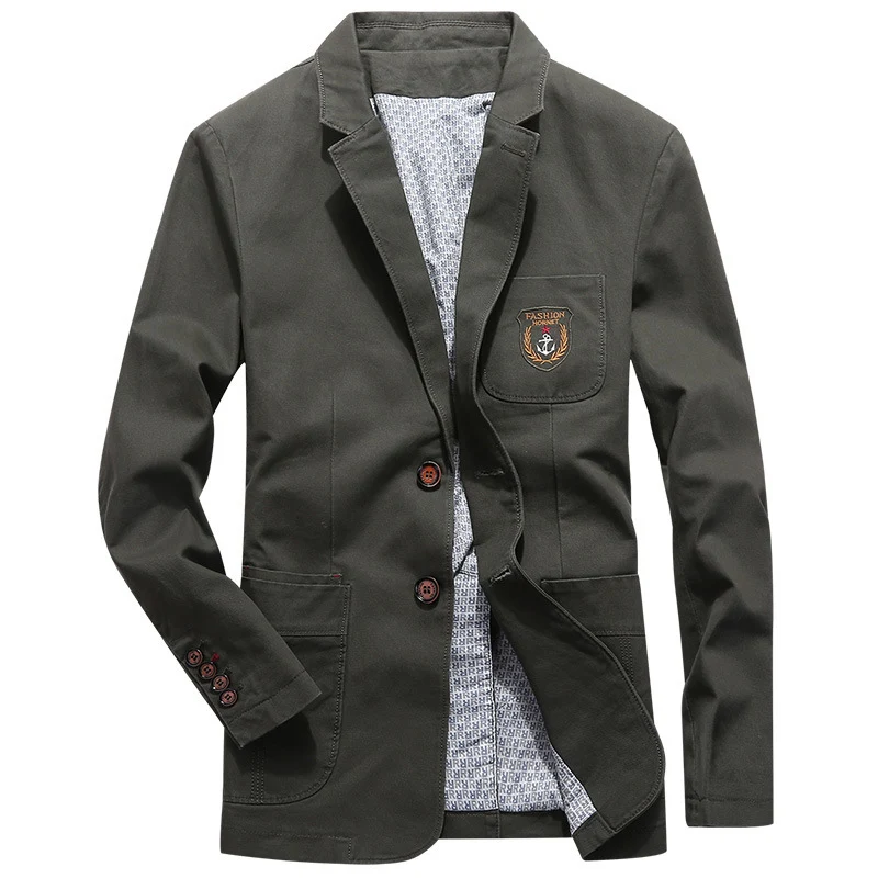 Herren legeres Baumwoll-Sakko im Worker-Style mit Brustpatch und aufgesetzten Taschen Drune