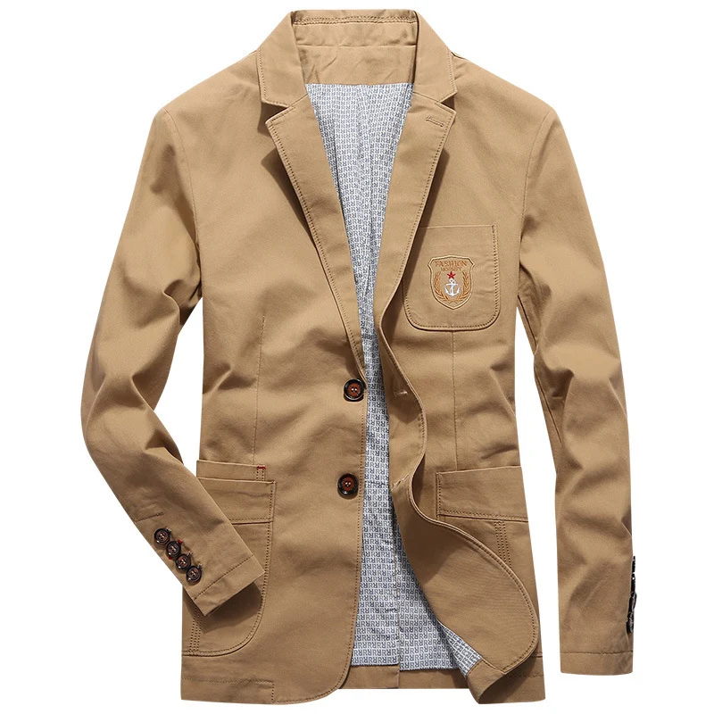 Herren legeres Baumwoll-Sakko im Worker-Style mit Brustpatch und aufgesetzten Taschen Drune