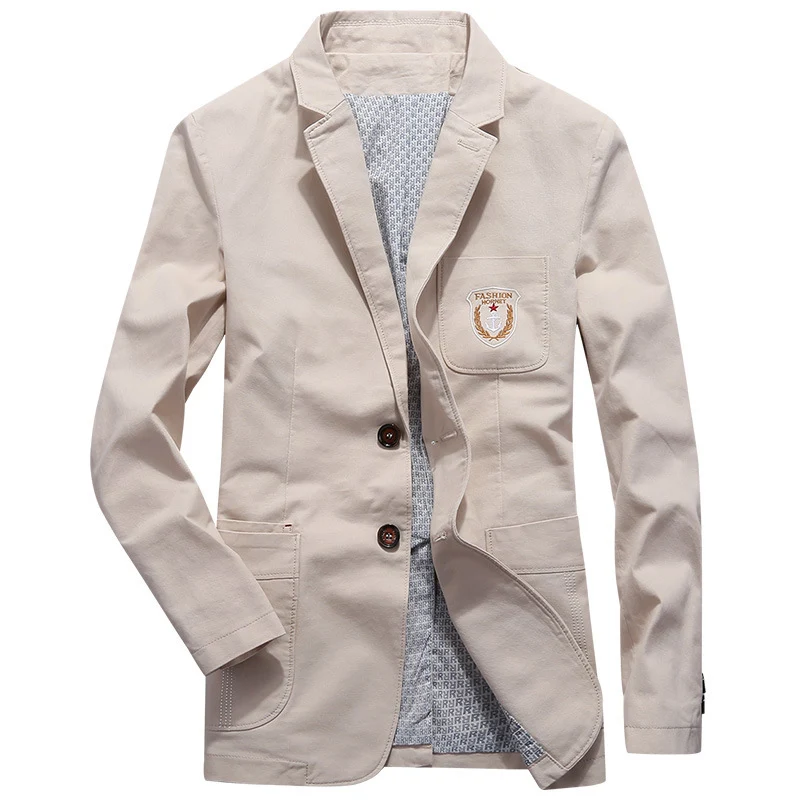 Herren legeres Baumwoll-Sakko im Worker-Style mit Brustpatch und aufgesetzten Taschen Drune