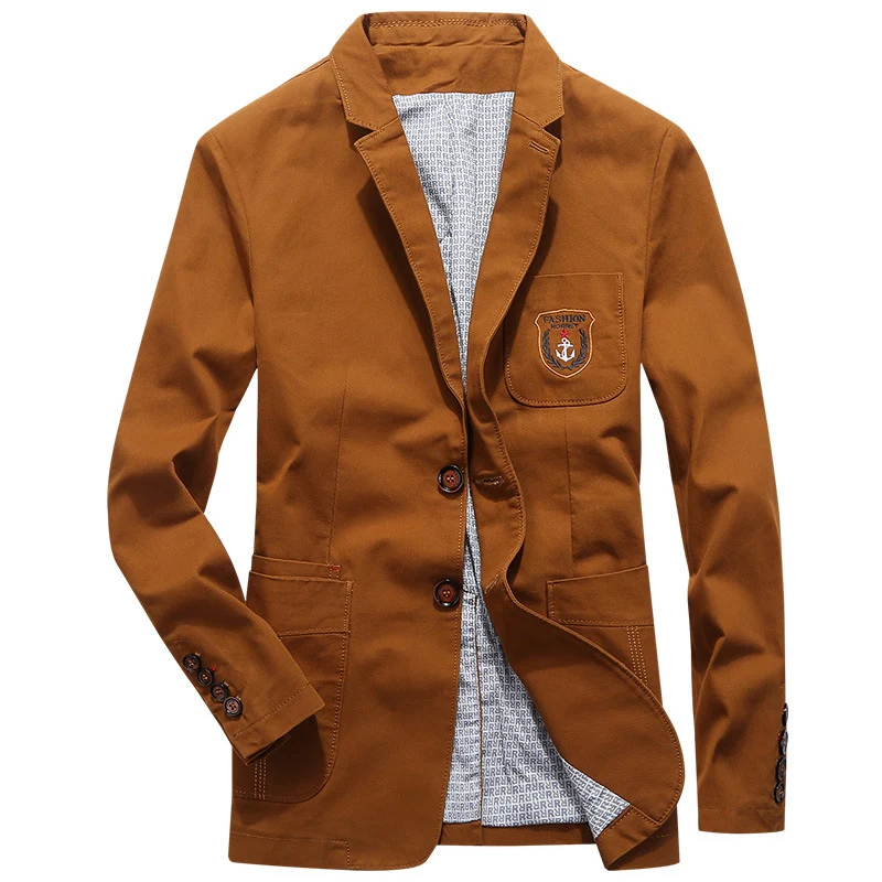 Herren legeres Baumwoll-Sakko im Worker-Style mit Brustpatch und aufgesetzten Taschen Drune