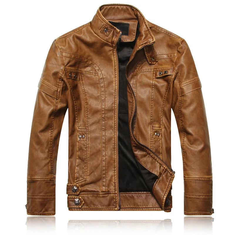 Herren Lederjacke im Pilotenblouson‑Stil mit Stehkragen und Vintage‑Optik Drune