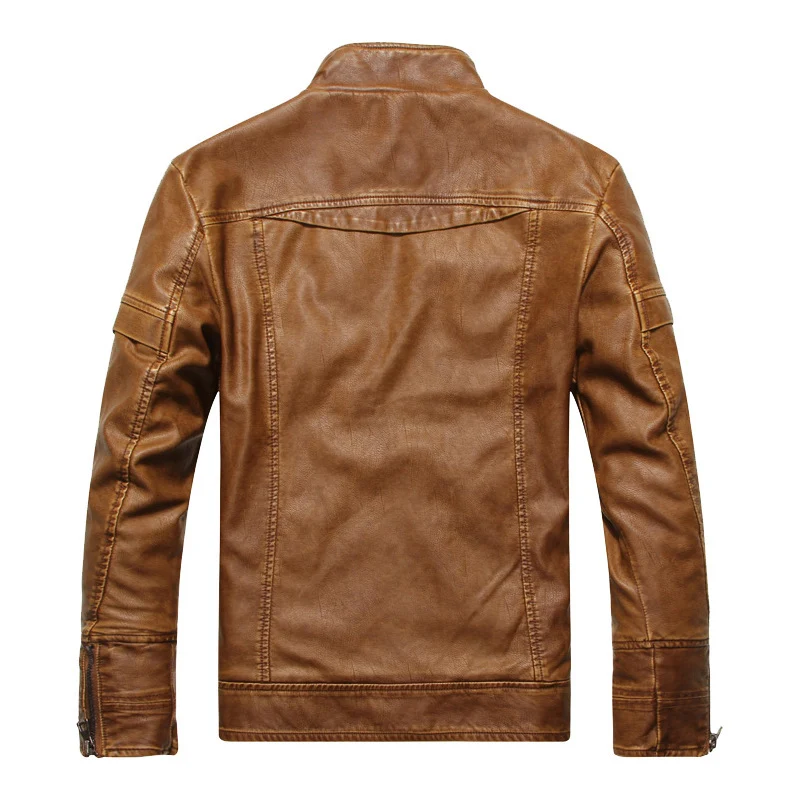 Herren Lederjacke im Pilotenblouson‑Stil mit Stehkragen und Vintage‑Optik Drune