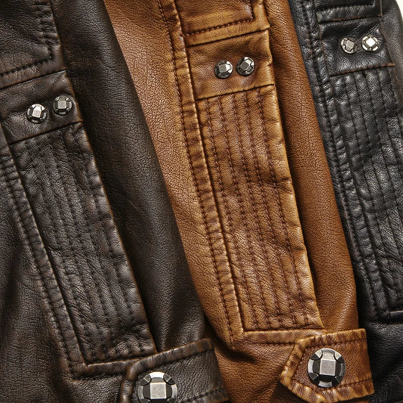 Herren Lederjacke im Pilotenblouson‑Stil mit Stehkragen und Vintage‑Optik Drune