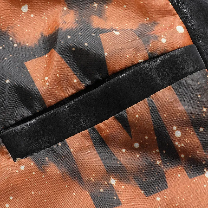 Herren Lederimitat-Bomberjacke im Aviator-Style mit Emblemapplikation Drune