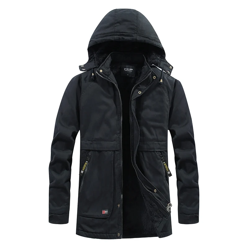 Herren Langparka im Field‑Look mit luxuriöser Kunstfell‑Innenfütterung und verdeckter Druckknopf‑Zipperfront Drune