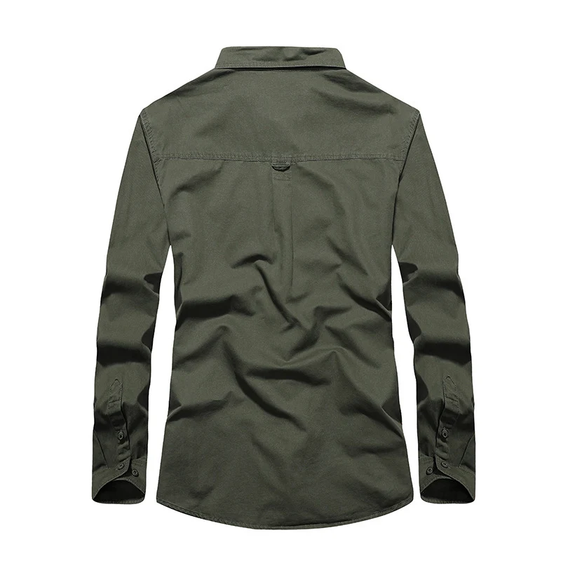 Herren Langes Utility-Hemd mit Brustpattentaschen, Button‑Front und OFF‑ROAD Logo Drune