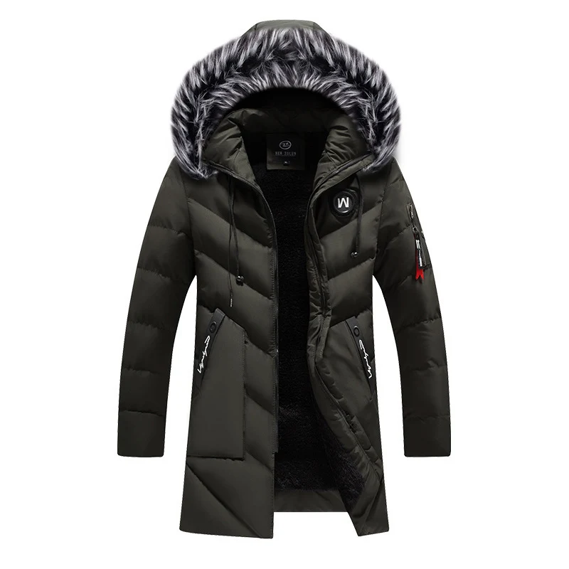 Herren langer gesteppter Thermoparka mit Kunstfellkapuze und Teddyfleece-Innenfutter Drune