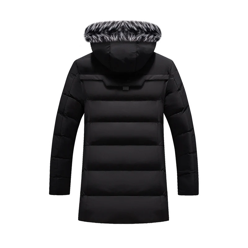 Herren langer gesteppter Thermoparka mit Kunstfellkapuze und Teddyfleece-Innenfutter Drune