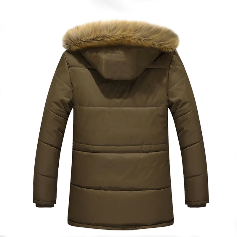 Herren langer gesteppter Thermoparka mit abnehmbarer Kunstfellkapuze und Teddyfleece-Innenlage Drune