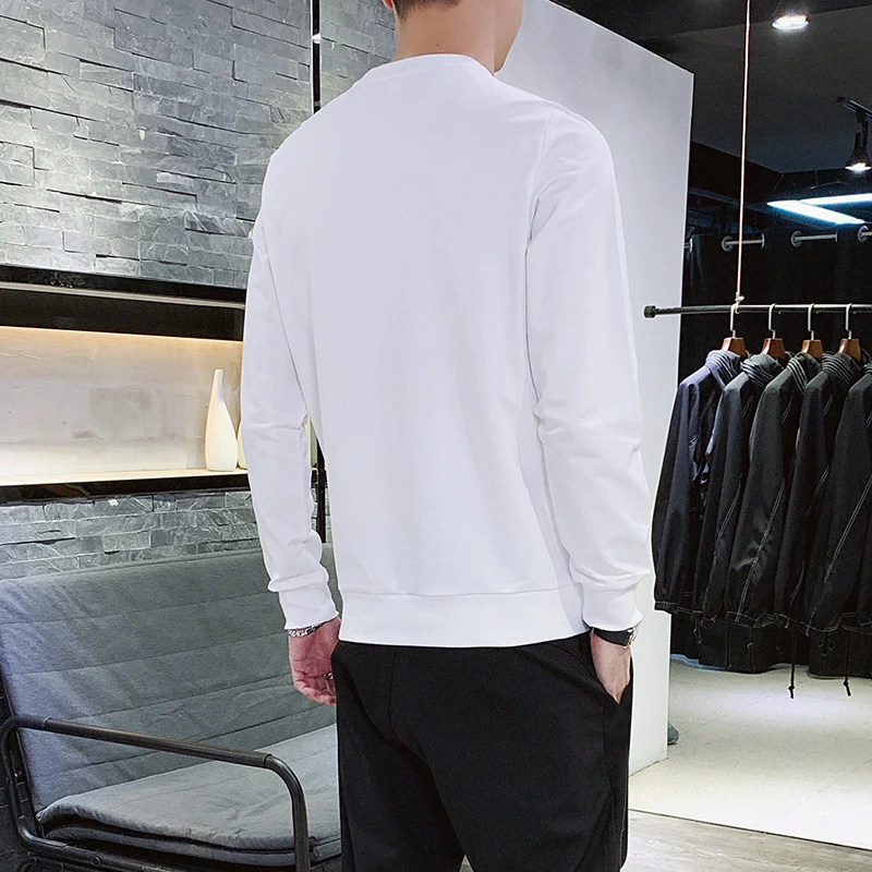 Herren Langärmeliges Sweatshirt mit Rundhals, Kontrastpaspel & Minimal‑Logo Drune