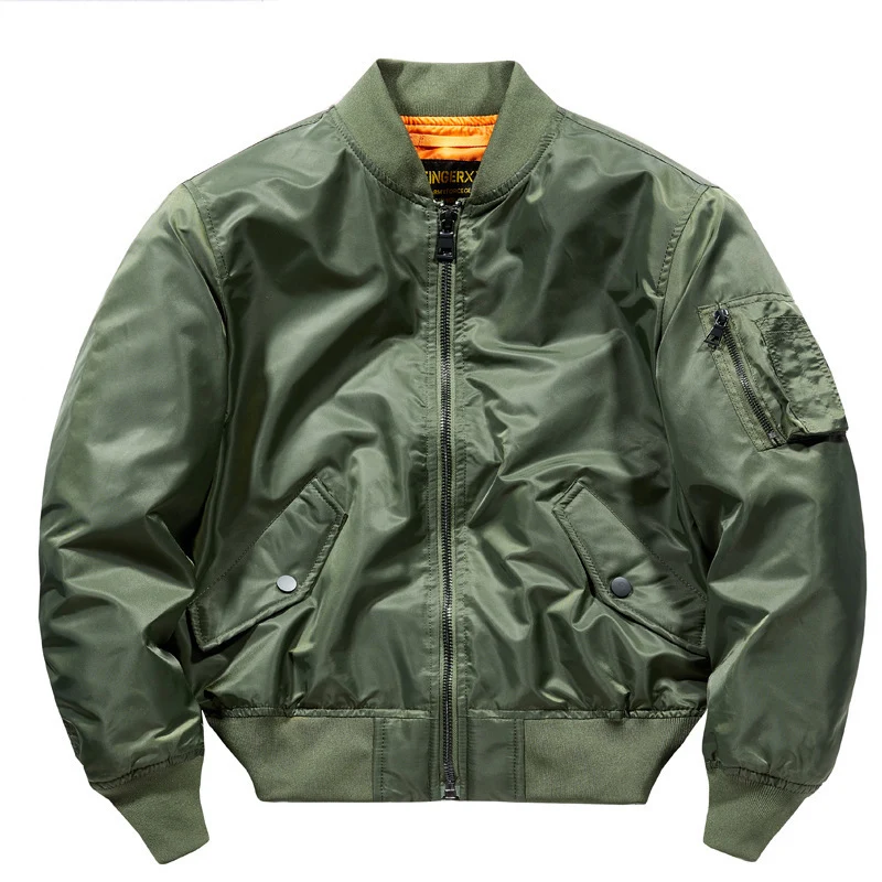 Herren Kurzschnitt Nylon-Pilotenbomber mit versteckten Innentaschen und Ärmeltasche Drune