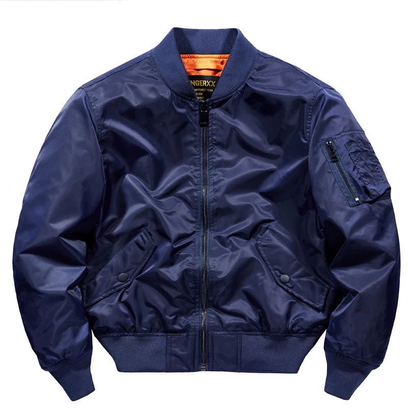 Herren Kurzschnitt Nylon-Pilotenbomber mit versteckten Innentaschen und Ärmeltasche Drune