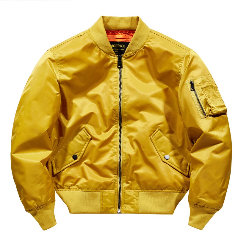 Herren Kurzschnitt Nylon-Pilotenbomber mit versteckten Innentaschen und Ärmeltasche Drune