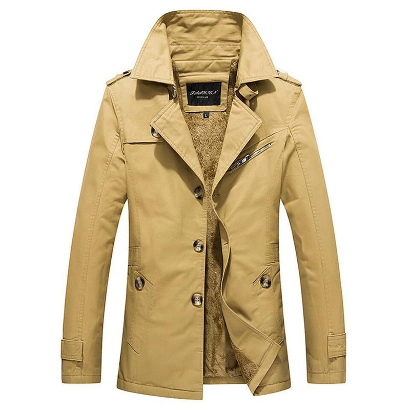 Herren Kurzmantel mit Teddyfleece Innenfutter, Stehkragen und zweireihiger Knopfleiste Drune