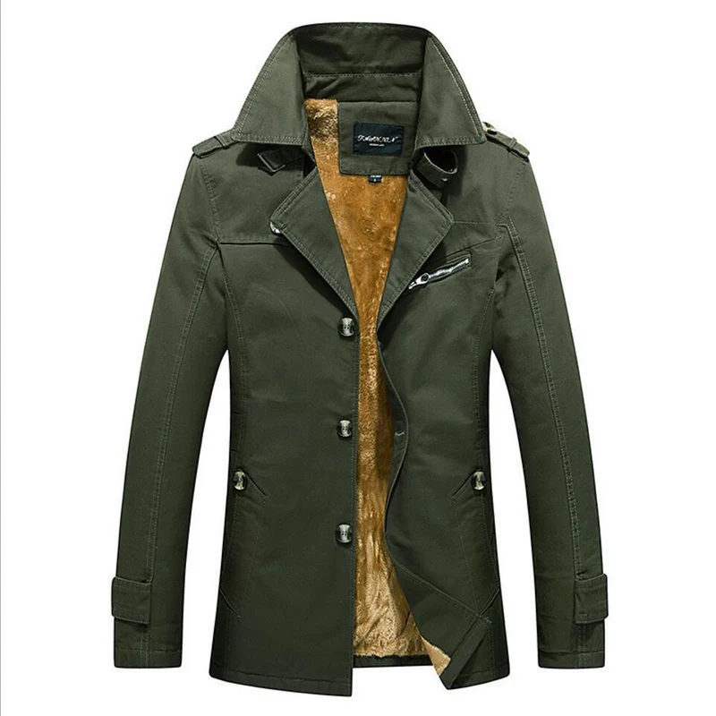Herren Kurzmantel mit Teddyfleece Innenfutter, Stehkragen und zweireihiger Knopfleiste Drune