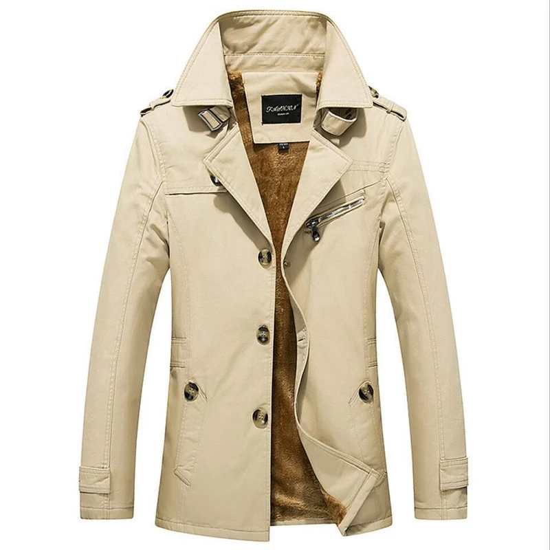 Herren Kurzmantel mit Teddyfleece Innenfutter, Stehkragen und zweireihiger Knopfleiste Drune