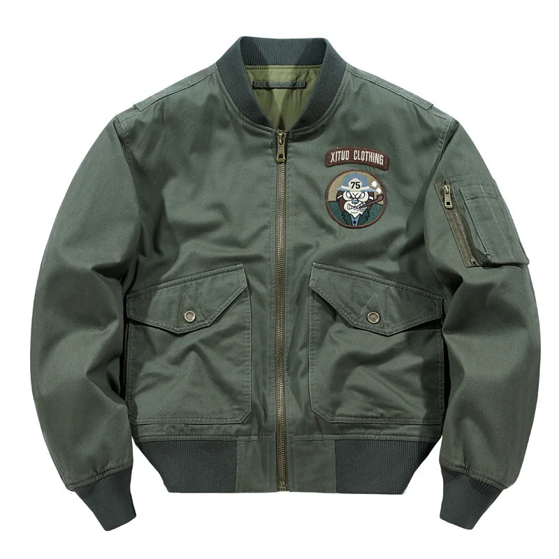 Herren Kurzblouson im Piloten-Design mit Utility-Ärmeltasche und aufgesetzten Pattentaschen Drune
