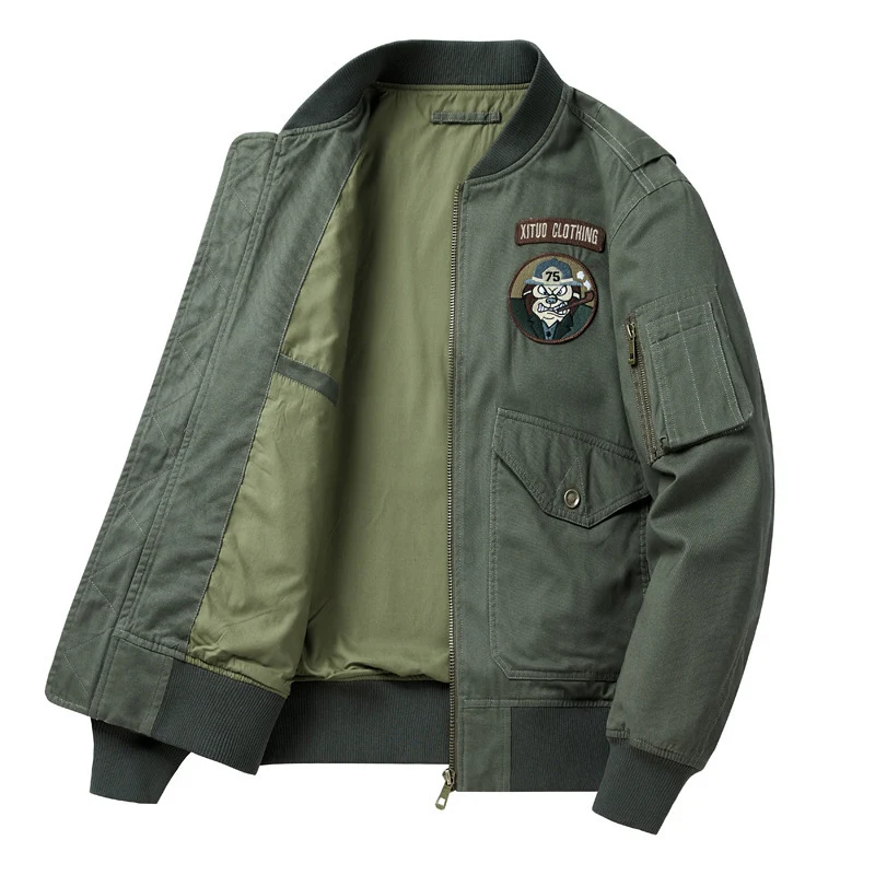 Herren Kurzblouson im Piloten-Design mit Utility-Ärmeltasche und aufgesetzten Pattentaschen Drune