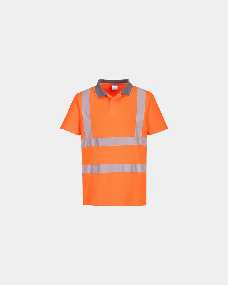Poloshirt hochsichtbar 100% Polyester recycelt zum Personalisieren