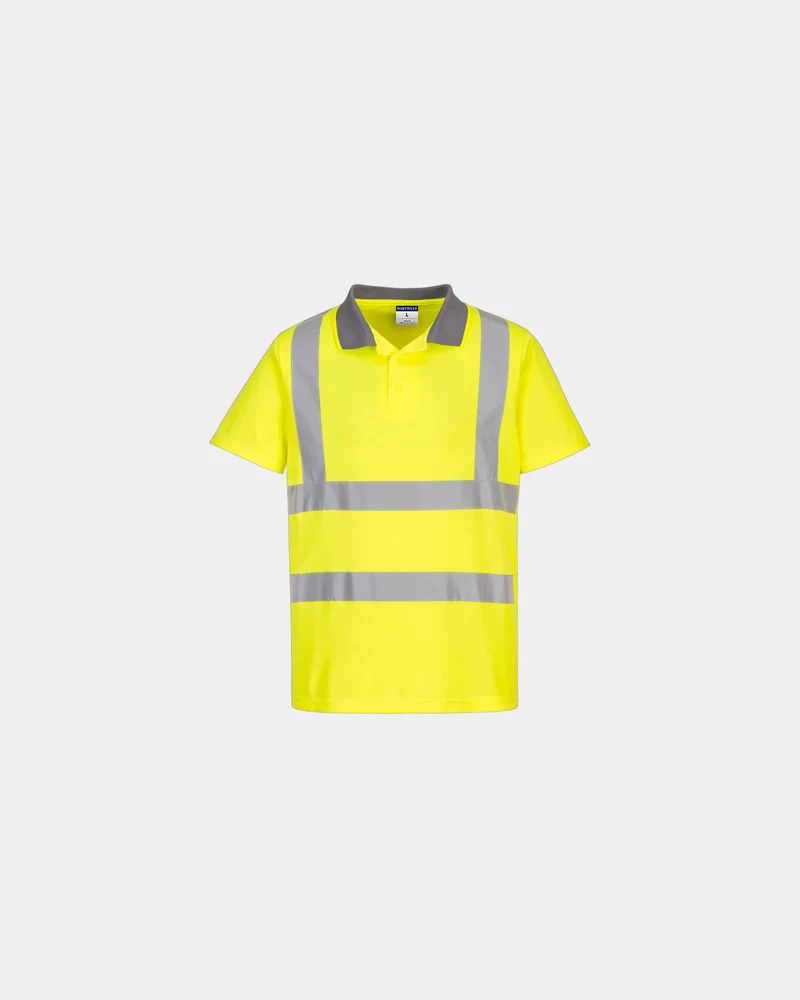 Poloshirt hochsichtbar 100% Polyester recycelt zum Personalisieren