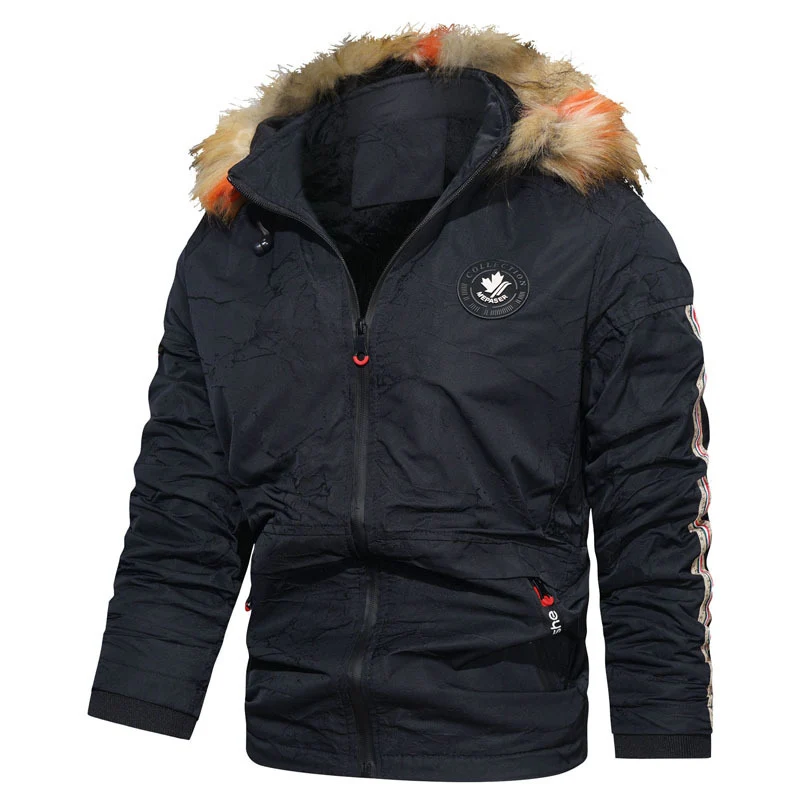 Herren Kapuzenparka mit Kunstfellbesatz, winddichter Außenhülle und gesteppter Thermofütterung Drune