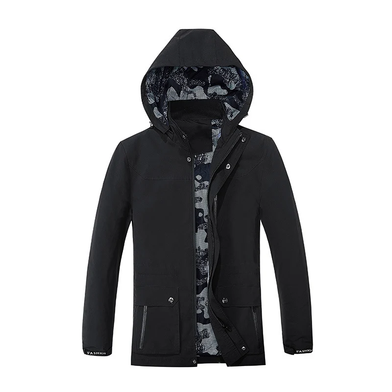 Herren Kapuzen-Parka im Canvas-Utility-Stil mit Camouflage-Innenfutter Drune
