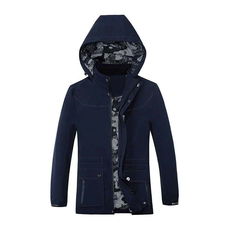 Herren Kapuzen-Parka im Canvas-Utility-Stil mit Camouflage-Innenfutter Drune