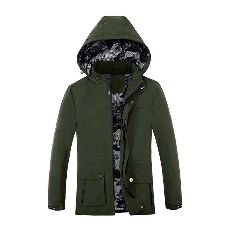 Herren Kapuzen-Parka im Canvas-Utility-Stil mit Camouflage-Innenfutter Drune