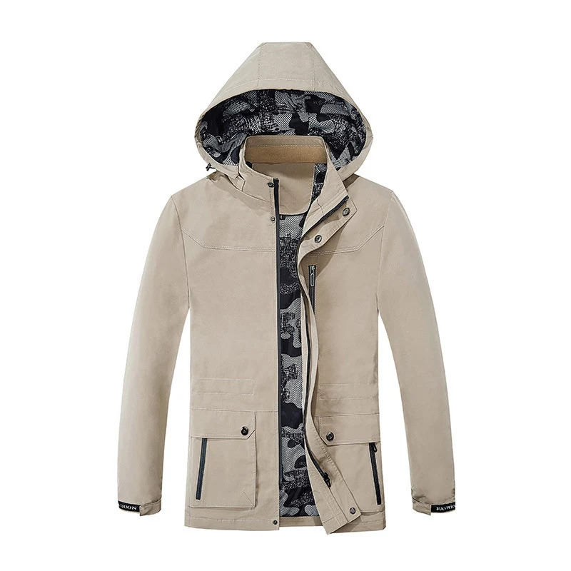 Herren Kapuzen-Parka im Canvas-Utility-Stil mit Camouflage-Innenfutter Drune