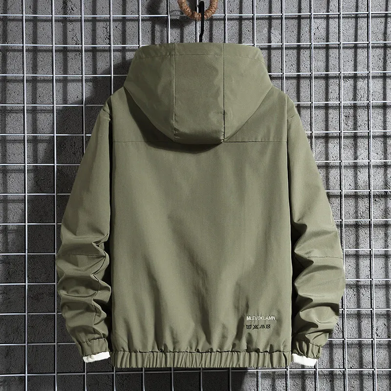 Herren Kapuzen-Fieldparka mit verdeckter Reißverschlussblende, Teddyfleece-Ärmelinnenfutter und Multifunktionstaschen Drune