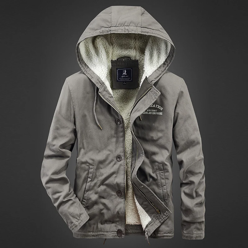 Herren Kapuzen-Canvasparka mit Sherpa-Futter und Thermoisolierung Drune