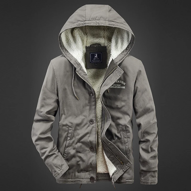 Herren Kapuzen-Canvasparka mit Sherpa-Futter und Thermoisolierung Drune