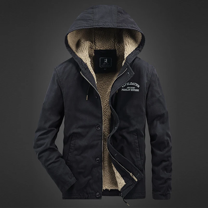 Herren Kapuzen-Canvasparka mit Sherpa-Futter und Thermoisolierung Drune