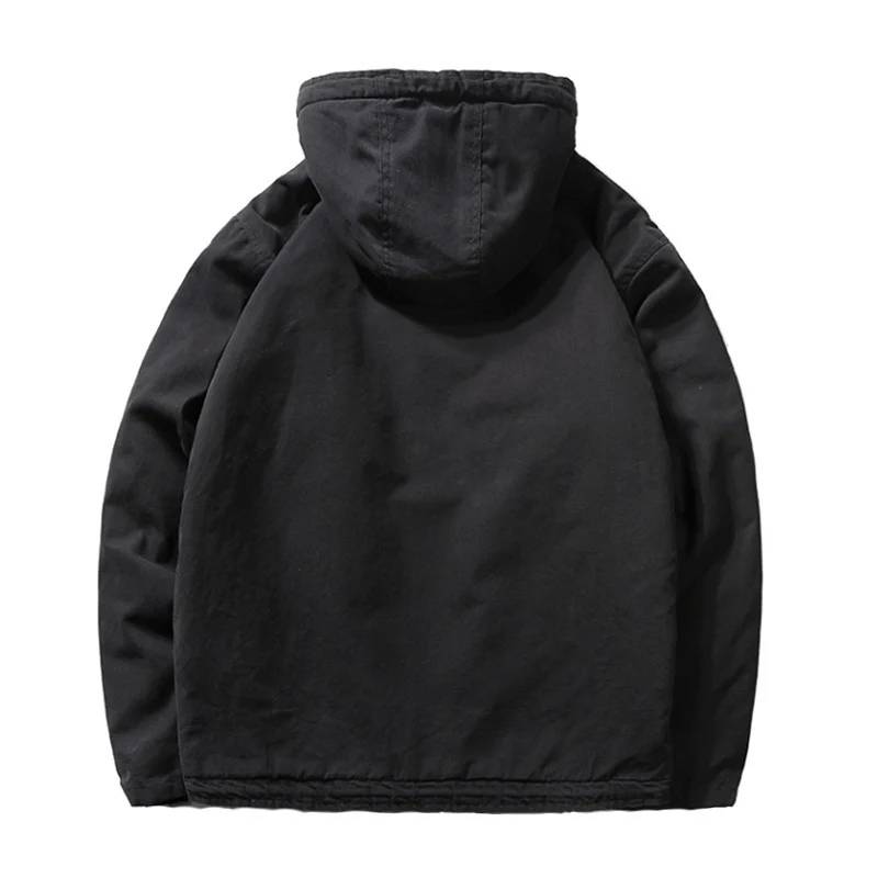 Herren Kapuzen-Canvasjacke mit Sherpa-Futter und Utility-Details Drune