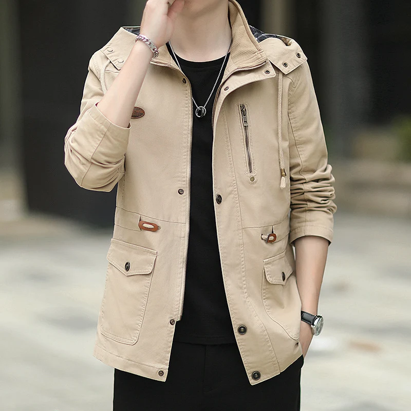 Herren Kapuzen-Canvas-Parka im Urbanen Utility-Design Drune