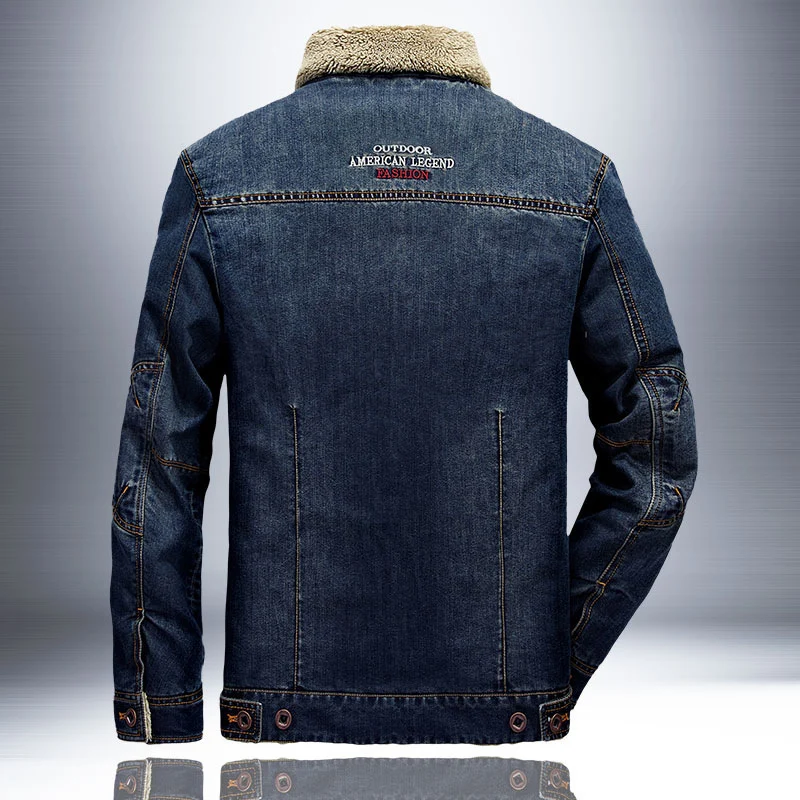 Herren Jeansjacke mit wärmender Sherpa-Innenfütterung und Hemdkragen Drune