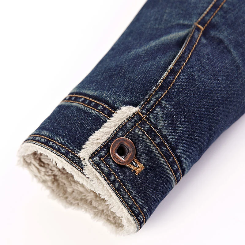 Herren Jeansjacke mit wärmender Sherpa-Innenfütterung und Hemdkragen Drune