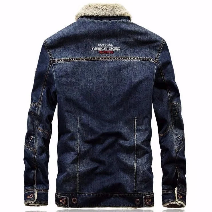 Herren Jeansjacke mit Sherpa‑Futter, wärmender Teddyinnenlage und klassischem Hemdkragen Drune